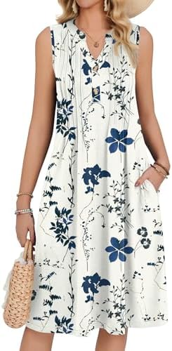 Zeagoo Women Summer Casual Dress 2026 Sleeveless Midi Tank Sundre...