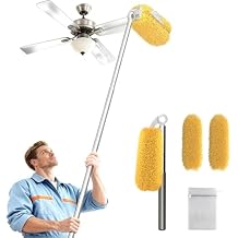 Long Handle Dusters for Cleaning with 2 Replacement Heads, Washable Cleaning Duster Kit with Laundry Mesh Bag, Cobweb Duster, Extendable Dusting Tool for Home and Office