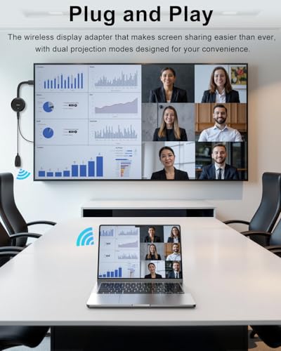 Kajm 4K Wireless HDMI, Miracast Dongle HDMI Adapter Transmitter Screen Mirroring Diaplay Streamer, 5G/2,4 Hz Kabellos Receiver von Video/Audio Übertragung von Laptop, PC, Smartphone auf TV, Beamer, Monitor - Produktansicht 3 | Streaming-Geräte