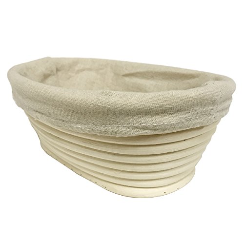 Eoocvt 8.2 Inch Oval Long Banneton Brotform Bread Dough Proofing Rising Rattan Handmade Basket With Linen Liner Cloth - 21 X 14 X 8Cm #TOP2