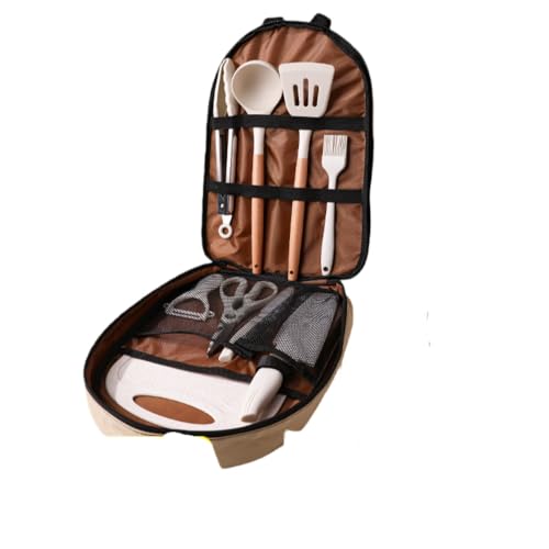 XPPX10点セットキャンプ用携帯ステンレス食器 ピクニック収納バッグ キッチンツール 調理器具 アウトドア キャンプ 軽量コンパクト設計 (セラミック調理器具10点セット)