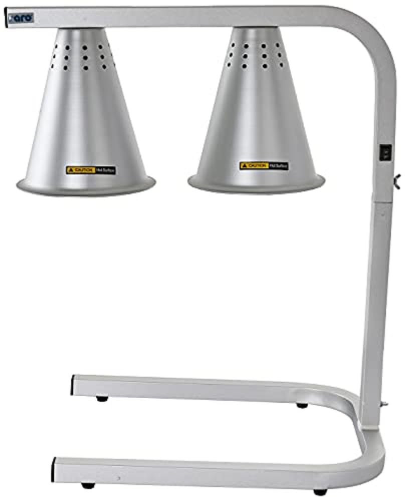 SARO TOSCA Lámpara de aluminio para mantener el calor, altura regulable, 2 bombillas infrarrojas (E27), para recipiente GN 1/1, con interruptor, 230 V, hasta 250 W