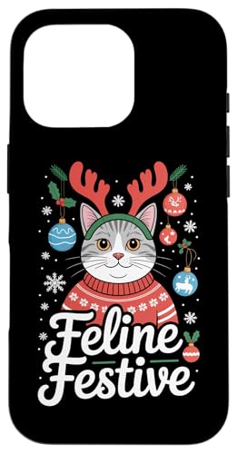 Feline Festive L NX}X giJC 킢 EB^[ zf[ p[eB[ X}zP[X iPhone 16 Pro p