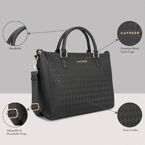 Image of Caprese Maddy Medium Textured Tote Bag for Women with Multi-Compartment | Elegant Shoulder Handbag with Adjustable & Detachable Strap | Fits Up to 16 Inch Laptop | Perfect for Office & Travel