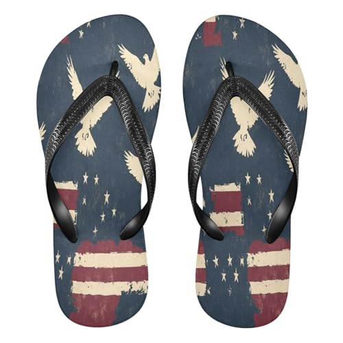 STAYTOP American Flag and Bald Eagle Flip Flops Sandals of Men's & Women's,Sandals Beach Slippers Shower Slides