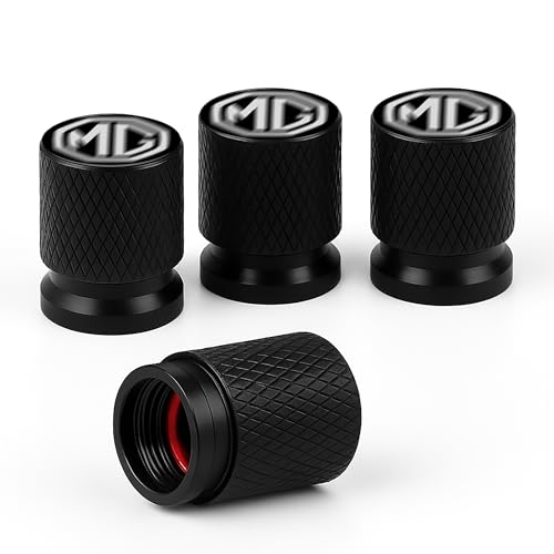 Image of New Metal Tyre Valve Caps (Set of 4) | Laser Engraved | Anti-Leak O-Ring | Stylish Air Stem Covers | Universal Fit | Compatible with MG Hector, Astor, ZS EV