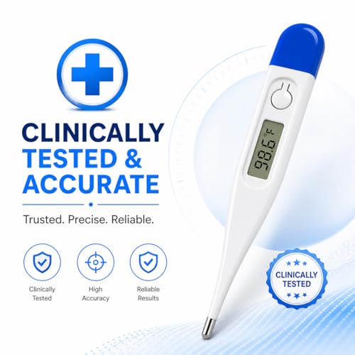 Image of Aika Digital Thermometer for Fever - Fast & Accurate Reading in 10 Seconds, F /C Dual Mode, Memory Function, Fever Alarm, Beep Alert, Auto Shut Off, Easy to Read LCD, Mercury-Free Safe Thermometer