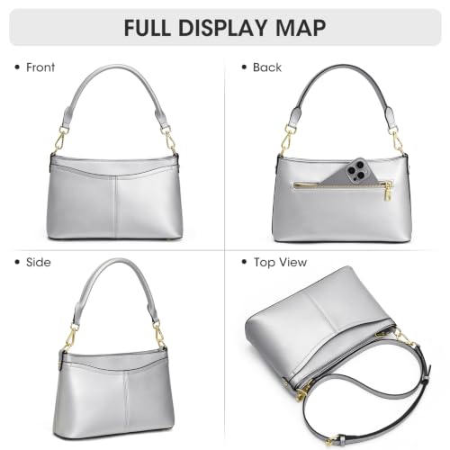 Image of Kattee Genuine Leather Crossbody Bags for Women Small Shoulder Purse Handbags with 2 Detachable Straps 6 Card Slots