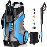5000PSI Electric Pressure Washer 4.0GPM High Power Washer with M22-14mm Pressure Hose 33FT, Powerwashers with 1/4' QC Compatible Surface Cleaner, 5 Nozzles and Soap Bottle for Home, Car, Patio (Blue)