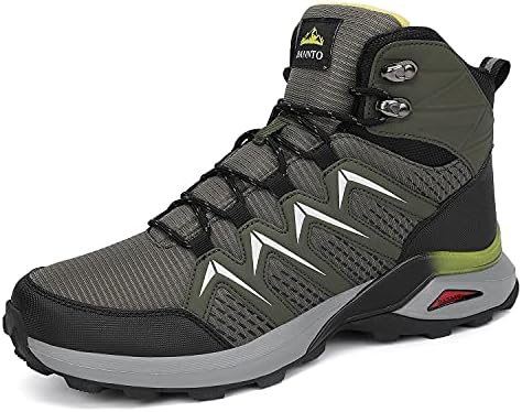 Dannto Mens Winter Ankle Snow Hiking Boots Warm Water Resistant Fur Lined Backpacking Outdoor Sneakers Lightweight Work Trekking Trails Shoes Army Green Size 12
