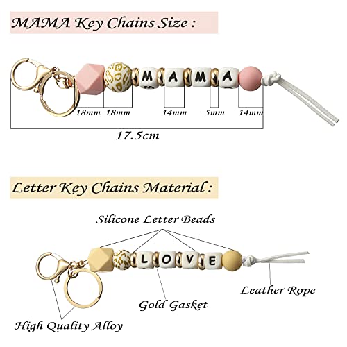 Taouzi Mama Keychain Leopard Print Silicone Beads For Keychain Fashion Bag Pendant Car Key Holder Mother's Day Gift For Mom Sister Auntie #TOP1