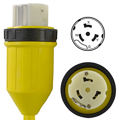 Conntek 50 Amp 125/250-Volt Marine Shore Power 4 Wire Extension Cord with Threaded Ring