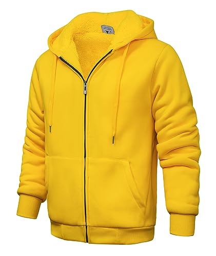 Image of V VALANCH Men Hoodies Zip Up Sherpa Lined Sweatshirts Heavyweight Thick Warm Fleece Winter Jacket