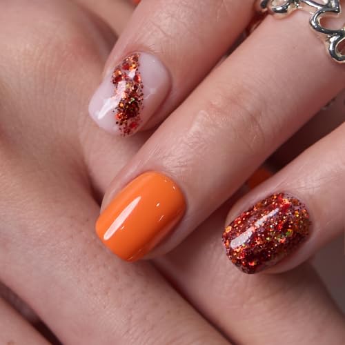 Image of CurvLife Extra Short Square Press On Nails, Gold, Amber Spark, Soft Gel