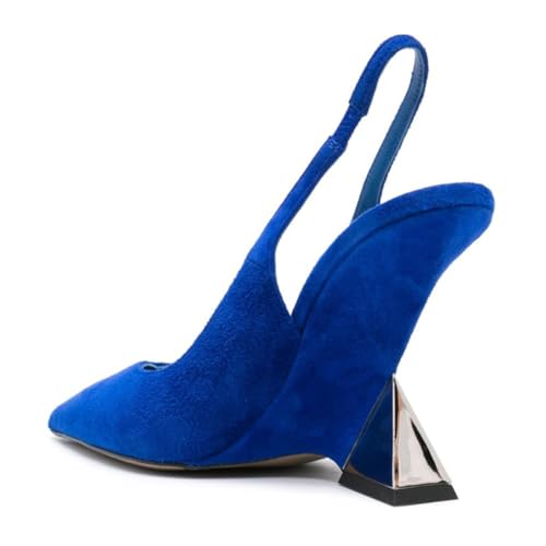 FSJ Women Closed Pointed Toe High Wedge Heel Slingback Pumps Stretch Strap Slip-On Fashion Office Wedding Party Dress Shoes Size 4-16 US3