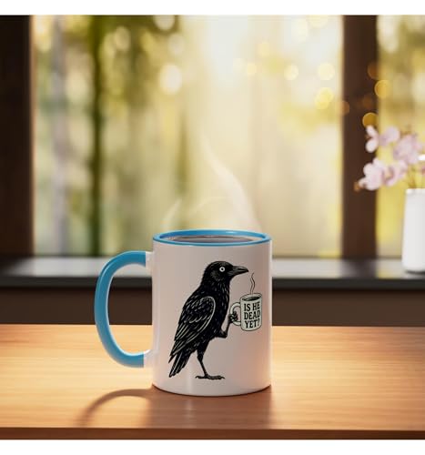 Taza de cerámica Gothic Crow Coffee 11 oz azul/blanco miniatura 3