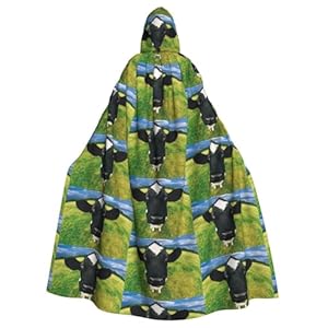 CHAbu Cape à capuche de vache des Prairies pour cosplay, costume de faucheuse de sorcière, vampires, diable, bal masqué, fête costumée
