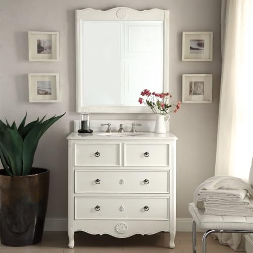 Benton Collection 34 Inch Daleville Bathroom Vanity with Matching Mirror,