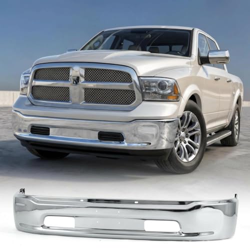 VRC Front Bumper Face Bar Compatible with 2013 2014 2015 2016 2017 2018 Dodge Ram 1500 2019-2024 Dodge Ram 1500 Classic,1PC Bumper,Without Fog Light Holes,Without Sensor (Without Fog Light Holes)
