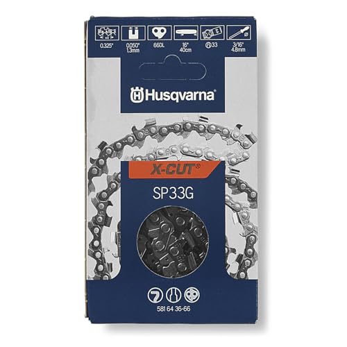 Cadena de sierra X-Cut Husqvarna de 0.325, 0.04 pulgadas, 66DL de 16 pulgadas, se adapta a sierras Husqvarna 340,345,350,440, 445, 450