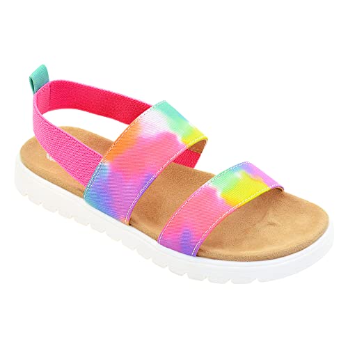 Vonair Girls Rainbow Sandals Open Toe Elastic Back Strap Comfortable Summer Sandals with Soft Rubber Sole