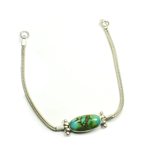 Bracelet en argent sterling 925 véritable et turquoise naturelle ovale éclatante