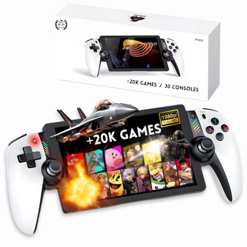 By L.T - Consola portátil para juegos, pantalla de 7', Full HD, 20000+ juegos integrados, 128 GB, batería de 6h, negro, 10 x 4 x 15 cm
