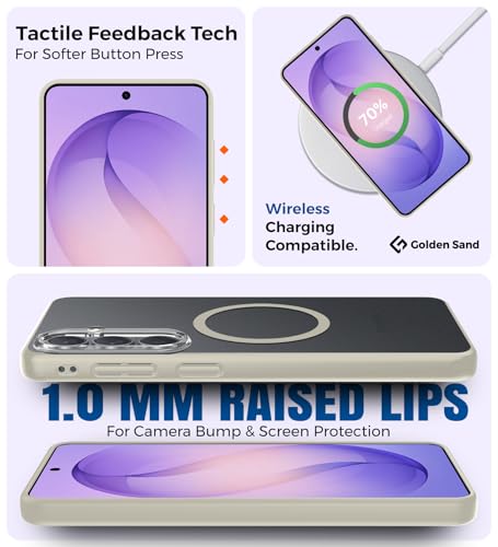 Image of Golden Sand Rugged Frosted MagSnap Back Cover Case for Samsung Galaxy S26 5G | Strong Magnets | Semi Transparent PC Shock Proof Slim TPU Case for Samsung Galaxy S26 5G, Silver Ivory
