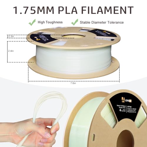 Image of LOVOON 3D PLA Glow in The Dark Filament, Luminous Green Color Change PLA Filament 1.75mm, for Halloween and Christmas Decorations, Glow Green,1KG(2.2lbs) /Spool