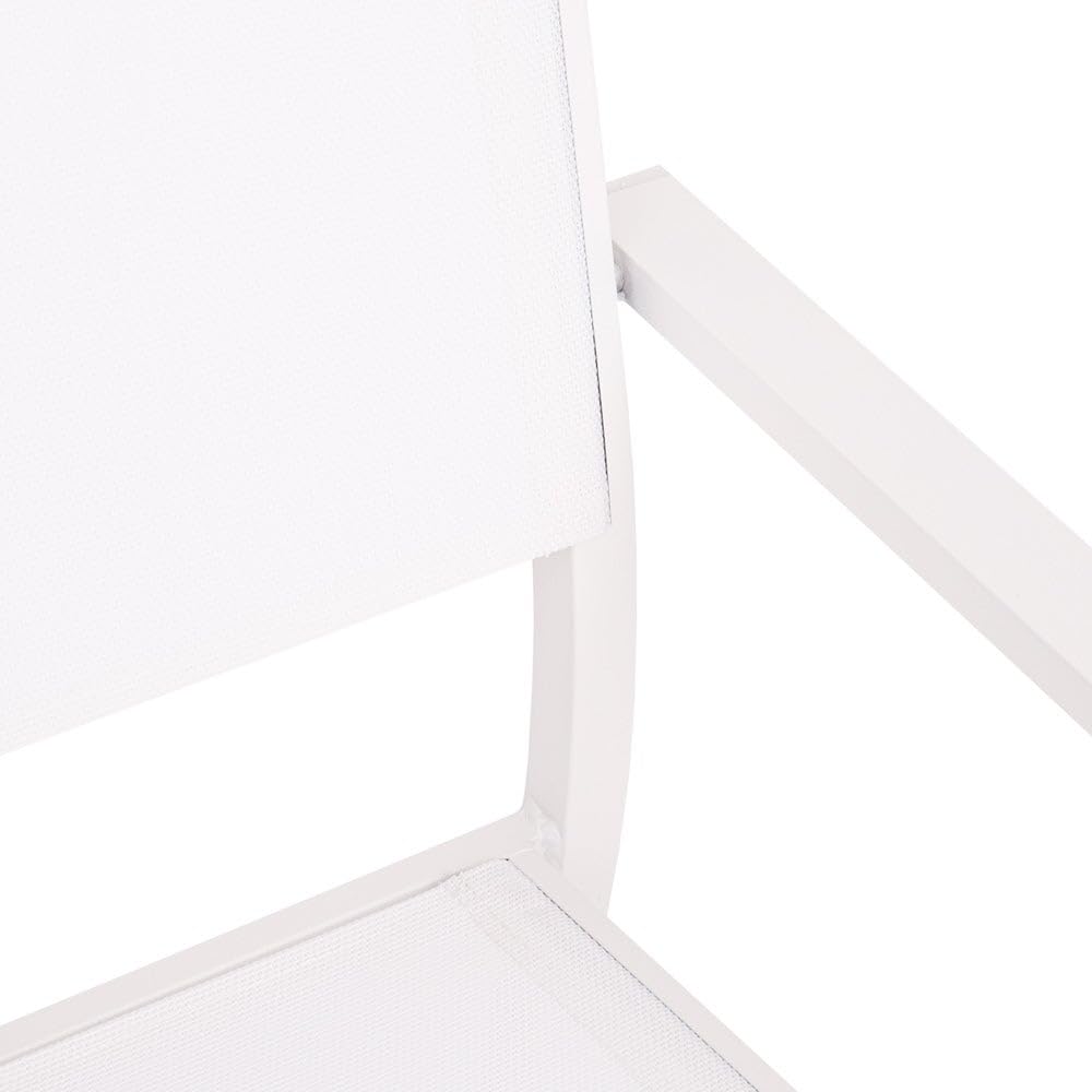 MONTY Set de 2 Sillas Thais de Aluminio Blanco y Textileno Blanco, Elegantes, Apilables, Ligeras y Resistentes, Tratamiento anticorrosión para Exteriores, de 56x56x86 cm