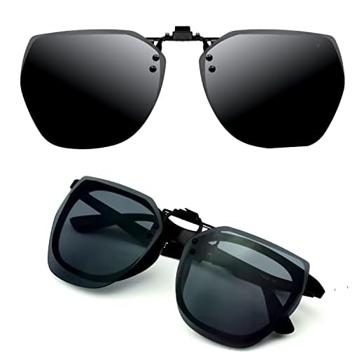 CREYESTAL Clip Gafas de Sol Polarizadas, Clip para Gafas para Sol, Clip Solar, Abatible y Ultraligero, Hombre, Mujer, 100% Anti-UV, Certificado CE