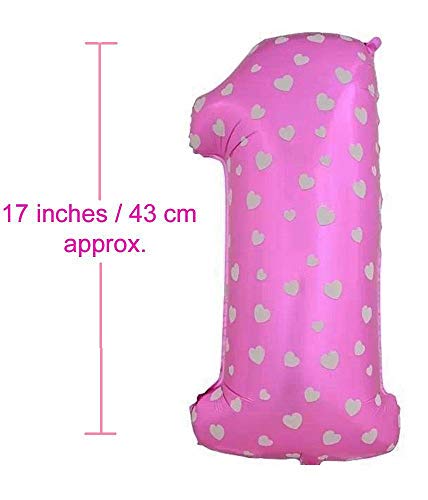 Image of AMFIN 17 inch 1 Number Foil Balloon, Birthday Decoration Items [Helium Supported] - Pink
