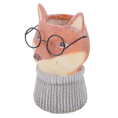 iplusmile Lebendiger Harz Fuchs Blumentopf für Sukkulenten Mittelgroßer Pflanzgefäß mit Tiermotiv Dekorativer Kunstharz Pflanzer für Garten und Balkon