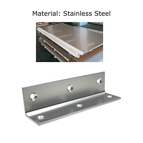 Image of Stainless Steel Corner Bracket,Joint Right Silver Angle Brackets,L Shape Heavy Duty Metal Corner Brace Shelf Supporter for Wood Aufuga (10, 4x1x1)