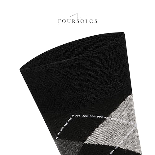 Men's Bamboo Dress Socks, Non-Binding, Breathable, Soft Crew Length Socks, Ideal for Everyday Wear, 4 Pack (9-12)4