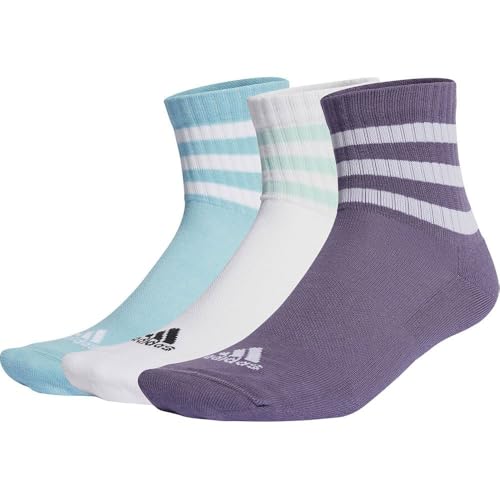 adidas Unisex 3-Stripes Cushioned Sportswear Mid-Cut Socks 3 Pairs, shadow...