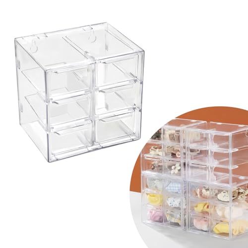 Petits Tiroirs De Rangement Transparents, Organiseur de Bureau en Plastique avec 6 Tiroirs, Mini...