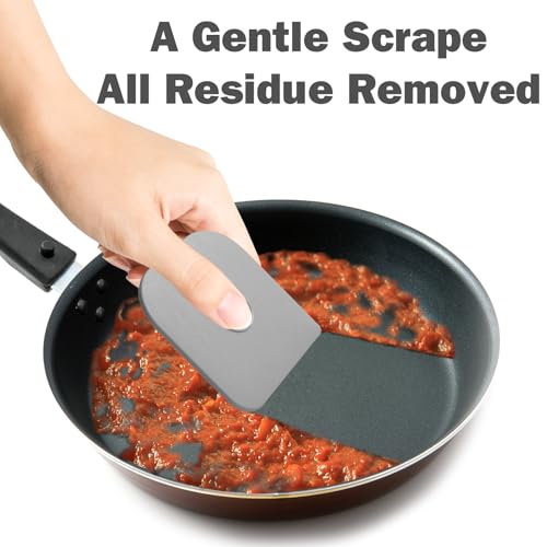 Image of Pan Scraper, 5 Pcs Pot Scraper Plastic, Pot Scraper Non Scratch for Cast Iron, Pot and Pan Cleaning, Sturdy Scraper Kitchen Tool, Grey