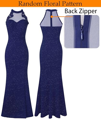 Image of VFSHOW Womens Formal Sexy Halter High Slit Prom Wedding Guest Maxi Dress 2023 Illusion Sweetheart Neckline Evening Long Gown