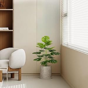 Artificial Palm Tree Faux Silk Plant in Pot for Home Office Living Room Bedroom Stairs Foyer Modern Decor Indoor Outdoor Lifelike Fake Potted Housewarming Gifts (75cm Green Monstera Palm) Artificial Palm Tree Faux Silk Plant in Pot for Home Office Living Room Bedroom Stairs Foyer Modern Decor Indoor Outdoor Lifelike Fake Potted Housewarming Gifts 75cm Green Monstera Palm