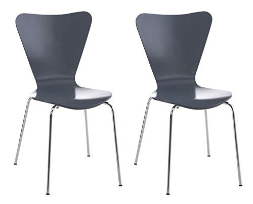 2x Konferenzstuhl CALISTO mit Holzsitz und stabilem Metallgestell I 2x platzsparender Stuhl mit einer Sitzhöhe von 45 cm