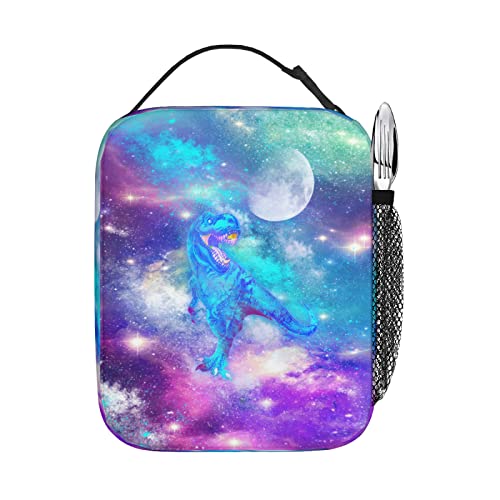 Galaxy Tyrannosaurus Rex Dinosaur Kids Lunch Bag Animals Dino Insulated Lunchbox Space Planet Dinosaurs Lunch Box For Boys, Portable Reusable Lunch Cooler Bag For Office School #TOP2