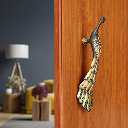 Image of LAPO Peacock Main Door Handles, Door Handle for Wooden & Glass Door Handle, Pull Handle for Home, Office, Hotels (Hole to Hole Size 250mm) Antique Finish-Left & Right Combo Set