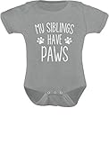 My Siblings Have Paws Dog Cat Sibling Outfits Funny Baby Boy Girl Bodysuit 6M Gray