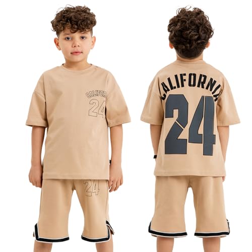 Image of Gold Class Kidswear Boys Summer Outfit Cotton T Shirt Short Trendy California Print Boys Casual Outfits