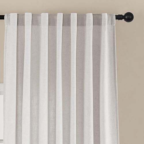 Image of Joydeco Linen Curtains for Living Room,Light Filtering Rod Pocket Back Tab Semi Sheer Drapes Window Long Curtains 72 inches Long Blanc de Blanc