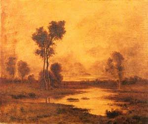 Peinture à l'huile de Léon Richet A River Landscape reproduction d'art sur toile 8x10 pouces