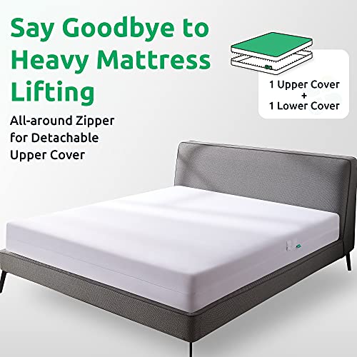 UTTU Zippered Mattress Encasement Twin, Detachable & Replaceable Upper Cover, 360° Protection Mattress Protector for Block Out Liquid, Four-Sided Mattress Cover (Fits 6-10 in. H) - Thumbnail 2