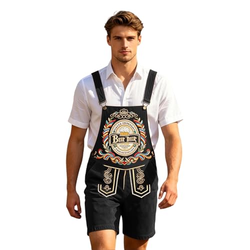 Pantalones de piel de disfraz bávaro con tirantes ajustables para festivales