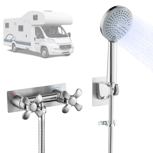 SUBEIXI RV Shower Faucet, All Metal Camper Shower Faucet Replacement, 4" RV Outdoor Shower with 5 Modes Handheld for RV, Camper, Motorhome